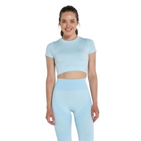 Jerf Captiva Yumuşak Dokulu Esnek Mavi Crop Top