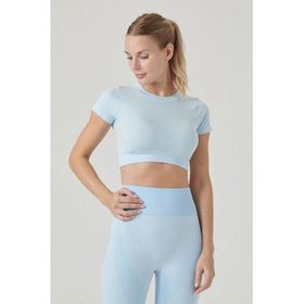 Jerf Captiva Yumuşak Dokulu Esnek Mavi Crop Top
