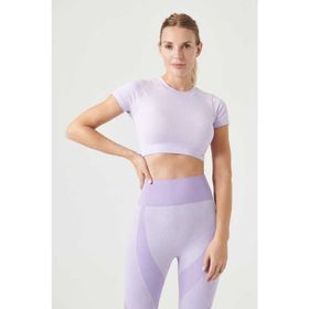 Jerf Captiva Yumuşak Dokulu Esnek Mor Crop Top Kadın T-shirt