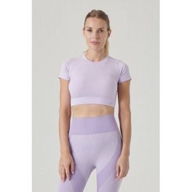 Jerf Captiva Yumuşak Dokulu Esnek Mor Crop Top Kadın T-shirt