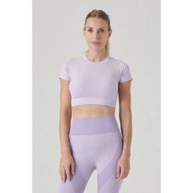 Jerf Captiva Yumuşak Dokulu Esnek Mor Crop Top Kadın T-shirt