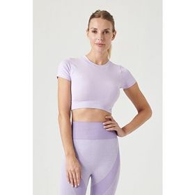 Jerf Captiva Yumuşak Dokulu Esnek Mor Crop Top Kadın T-shirt