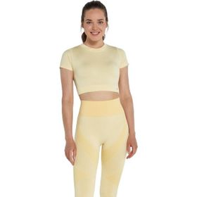Jerf Captiva Yumuşak Dokulu Esnek Sarı Crop Top