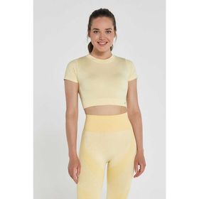 Jerf Captiva Yumuşak Dokulu Esnek Sarı Crop Top