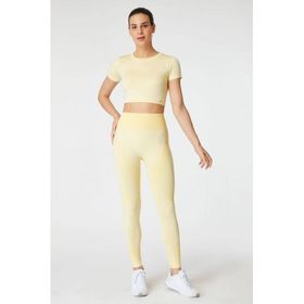 Jerf Captiva Yumuşak Dokulu Esnek Sarı Crop Top
