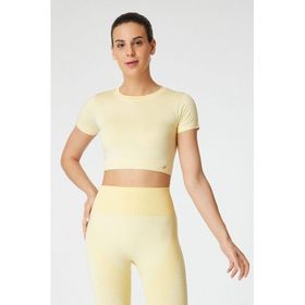 Jerf Captiva Yumuşak Dokulu Esnek Sarı Crop Top