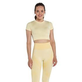 Jerf Captiva Yumuşak Dokulu Esnek Sarı Crop Top