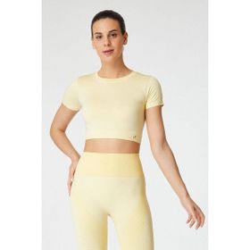 Jerf Captiva Yumuşak Dokulu Esnek Sarı Crop Top