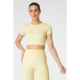 Jerf Captiva Yumuşak Dokulu Esnek Sarı Crop Top