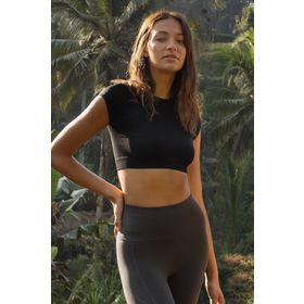 Jerf Captiva Yumuşak Dokulu Esnek Siyah Crop Top Kadın T-shirt