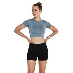 Jerf Captiva Yumuşak Dokulu Esnek Stone Taş Crop Top Kadın T-shirt