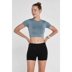Jerf Captiva Yumuşak Dokulu Esnek Stone Taş Crop Top Kadın T-shirt