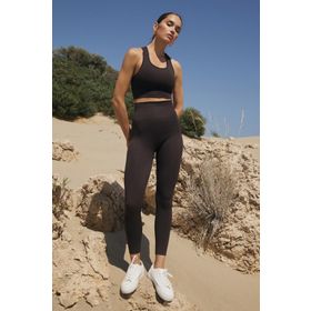 Jerf Gela Yüksek Bel Esnek ve Toparlayıcı Acı Kahve Kadın Spor Tayt