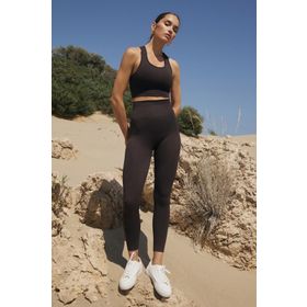 Jerf Gela Yüksek Bel Esnek ve Toparlayıcı Acı Kahve Kadın Spor Tayt