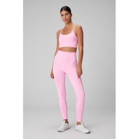 Jerf Gela Yüksek Bel Esnek ve Toparlayıcı Neon Pembe Kadın Spor Tayt