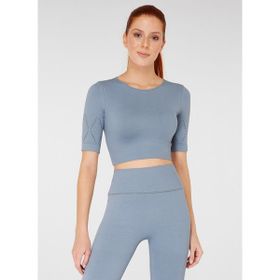 Jerf Naples Kısa Kol Econyl Stone Crop Top Koyu Mavi Kadın T-shirt