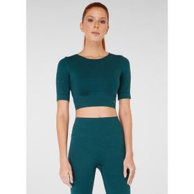 Jerf Naples Kısa Kol Econyl Yeşil Crop Top Kadın T-shirt