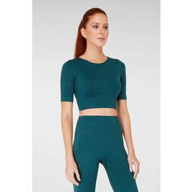 Jerf Naples Kısa Kol Econyl Yeşil Crop Top Kadın T-shirt