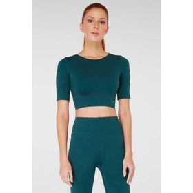 Jerf Naples Kısa Kol Econyl Yeşil Crop Top Kadın T-shirt