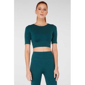 Jerf Naples Kısa Kol Econyl Yeşil Crop Top Kadın T-shirt