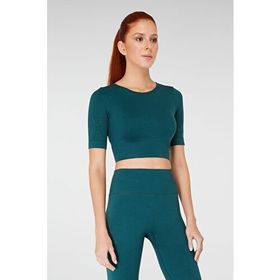 Jerf Naples Kısa Kol Econyl Yeşil Crop Top Kadın T-shirt