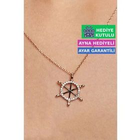 Jewelmim 925 Ayar Gemi Taşlı Dümen Kadın Gümüş Kolye