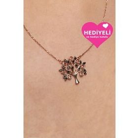 Jewelmim 925 Ayar Hayat Ağacı Altın Kaplama Kadın Gümüş Kolye