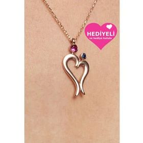 Jewelmim 925 Ayar Kalp Altın Kaplama Kadın Gümüş Kolye