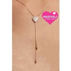Jewelmim 925 Ayar Kalp Altın Kaplama Kadın Gümüş Kolye