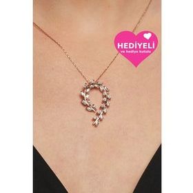 Jewelmim 925 Ayar Zeytin Dalı Zirkon Taşlı Kadın Gümüş Kolye