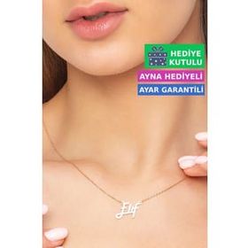 Jewelmim Elif İsimli Kolye Gümüş 925 Ayar Gümüş İsim Yazılı Kolye