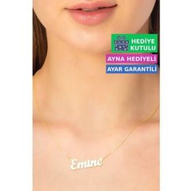 Jewelmim Emine İsimli Kolye Gümüş 925 Ayar Gümüş İsim Yazılı Kolye