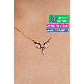 Jewelmim Gümüş Mikail Melek Kolye Taşlı 925 Ayar Gümüş Mikail Meleği Kolye