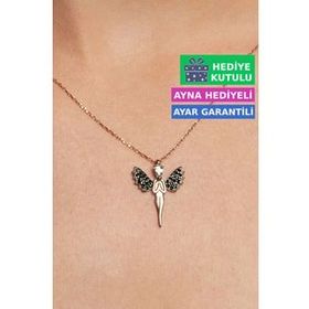 Jewelmim Gümüş Mikail Melek Kolye Taşlı 925 Ayar Gümüş Mikail Meleği Kolye