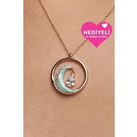 Jewelmim Gümüş Okyanus Dalgası Zirkon Taşlı Kolye 925 Ayar Gümüş Damla Kolye