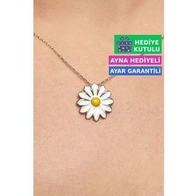Jewelmim Gümüş Papatya Altın Kaplama Papatya Kadın Kolye