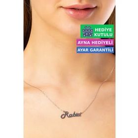 Jewelmim Rabia İsimli Kolye Gümüş İsim Kolye 925 Ayar Gümüş İsim Yazılı Kolye