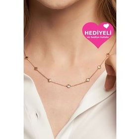 Jewelmim Tasarım Yoncalı Gümüş Kolye Kadın Yonca Model 925 Ayar Gümüş Kolye
