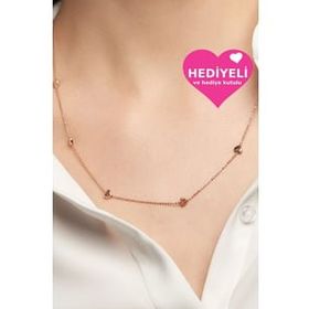 Jewelmim Tasarım Zincir Kadın Kalp Kolye Altın Kaplama 925 Ayar Gümüş Kalp Kolye
