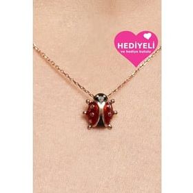 Jewelmim Uğur Böceği Gümüş Kolye Uğur Böceği Kolye 925 Ayar Kadın Gümüş Kolye