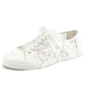 JIAJIA 8836 Fildişi Renk Dantelli Kadın Sneaker