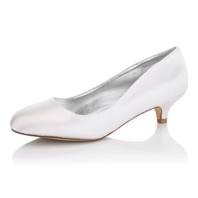 JIAJIA K0112J Fildişi Renk Düşük Boy Peep Toe Kadın Topuklu Ayakkabı