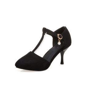 JIEEME zt88271s Kadın Sivri Burun Tokalı Kayışlı Siyah Stiletto