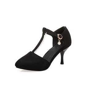JIEEME zt88271s Kadın Sivri Burun Tokalı Kayışlı Siyah Stiletto