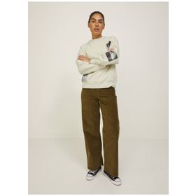 JJXX 12217323 Bisiklet Yaka Beyaz Kadın Sweatshirt