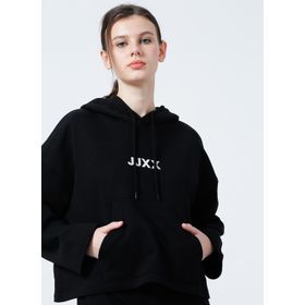 JJXX Jxcarla Ls Kapüşonlu Oversize Düz Siyah Kadın Sweatshirt