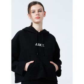 JJXX Jxcarla Ls Kapüşonlu Oversize Düz Siyah Kadın Sweatshirt