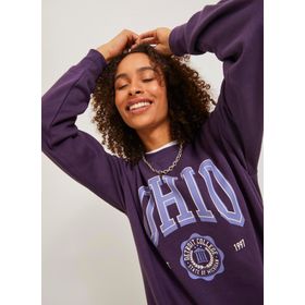 JJXX JXOHIO RLX LS CREW Bisiklet Yaka Baskılı Mor Kadın Sweatshirt