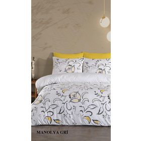 Jolly Home 4 Mevsim Tek Kişilik Kapitoneli Manolya Sarı Gri Nevresim Takımı