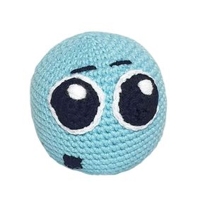 Jooys Amigurumi Turkuaz 7 cm Emoji Örgü Top Kedi Oyuncağı